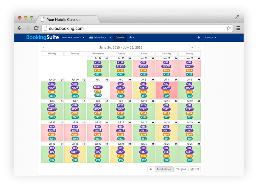A screenshot of the BookingSuite rate manager