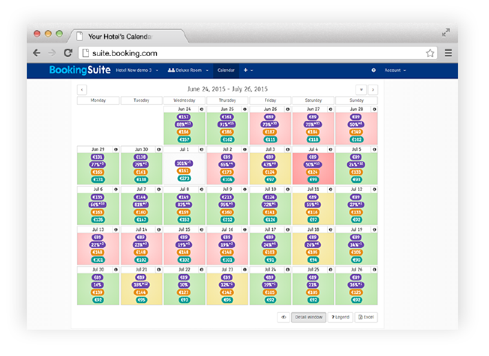 A screenshot of the BookingSuite rate manager