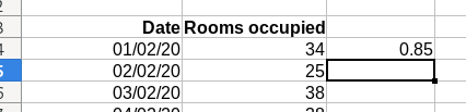 Calculating the first day occupancy rate in Excel